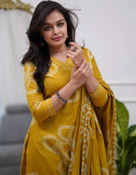 Amazing Mustard Color Chanderi Fabric Designer Suit