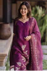 Amazing Purple Color Silk Fabric Designer Suit