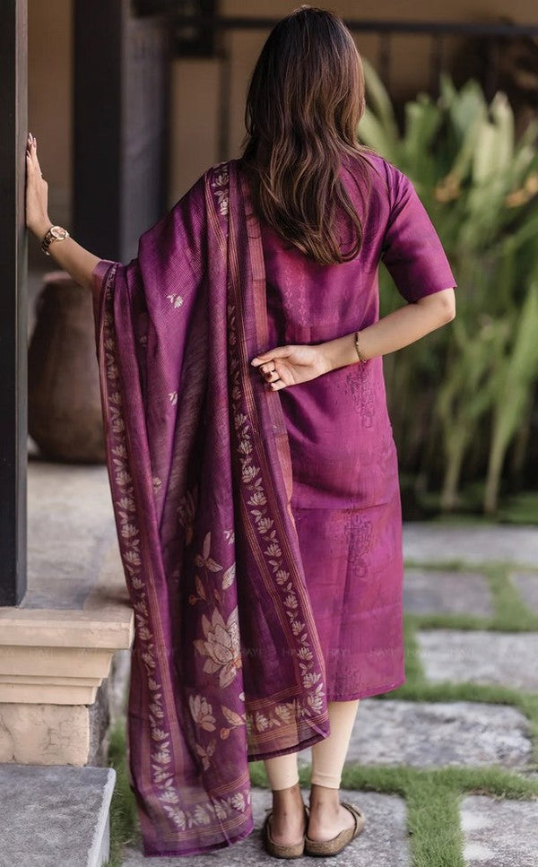 Amazing Purple Color Silk Fabric Designer Suit