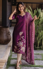 Amazing Purple Color Silk Fabric Designer Suit