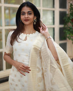 Amazing Cream Color Viscose  Fabric Designer Suit