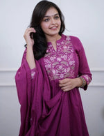 Amazing Purple Color Cotton Fabric Designer Suit