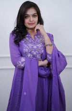 Amazing Purple Color Cotton Fabric Designer Suit