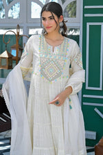 Amazing White Color Cotton Fabric Designer Suit