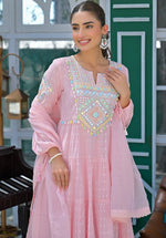Amazing Pink Color Cotton Fabric Designer Suit