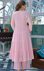 Amazing Pink Color Cotton Fabric Designer Suit