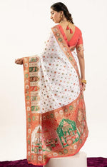 Superb White Color Banarasi Fabric Casual Saree