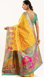 Superb Yellow Color Banarasi Fabric Casual Saree