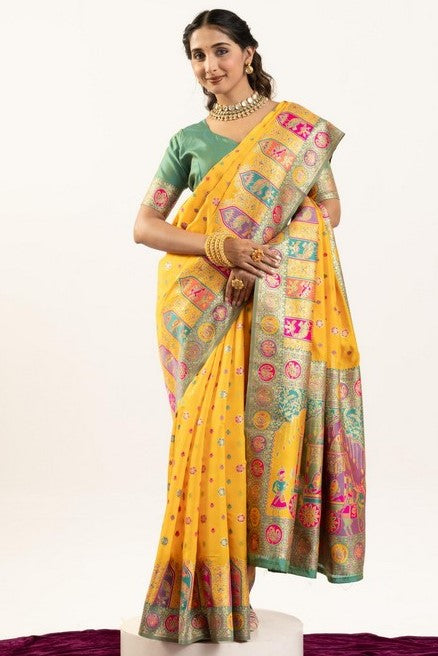 Superb Yellow Color Banarasi Fabric Casual Saree