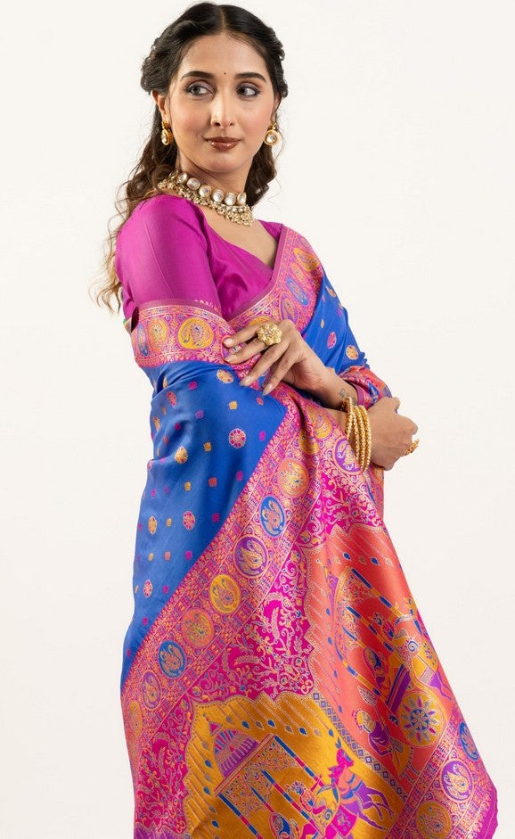 Superb Blue Color Banarasi Fabric Casual Saree