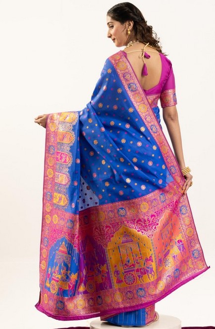 Superb Blue Color Banarasi Fabric Casual Saree