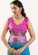 Superb Turquoise Color Banarasi Fabric Casual Saree