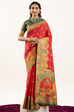 Superb Red Color Banarasi Fabric Casual Saree