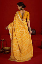 Amazing Yellow Color Tussar Fabric Casual Saree