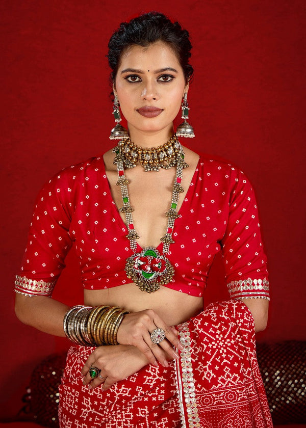 Amazing Red Color Tussar Fabric Casual Saree