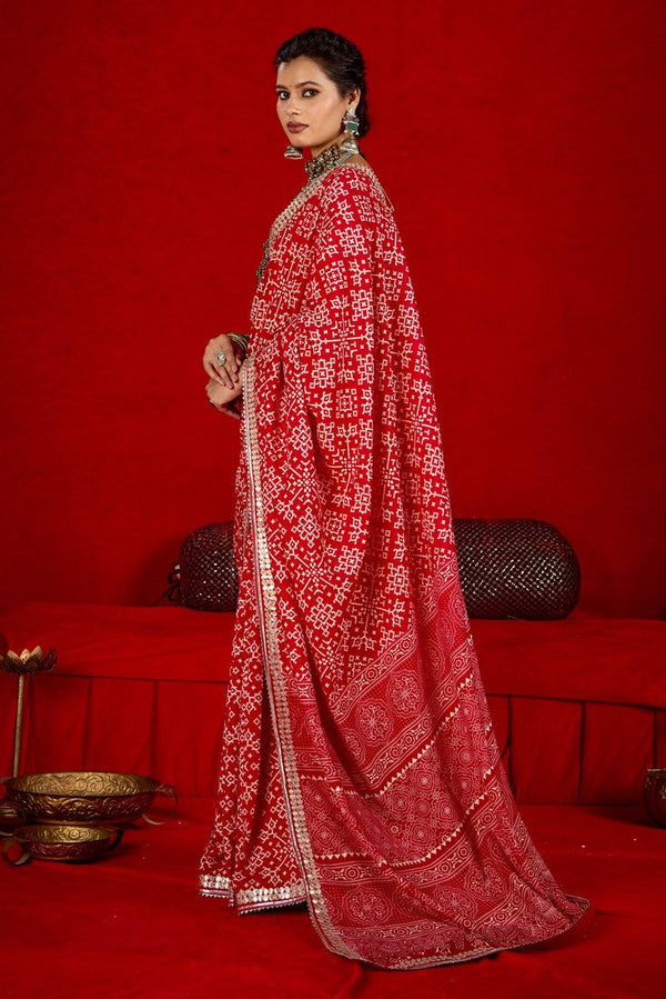 Amazing Red Color Tussar Fabric Casual Saree