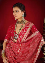 Amazing Red Color Tussar Fabric Casual Saree