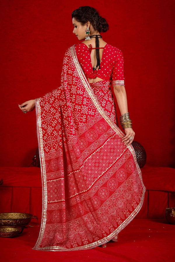 Amazing Red Color Tussar Fabric Casual Saree