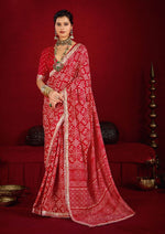 Amazing Red Color Tussar Fabric Casual Saree