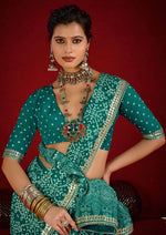 Amazing Teal Color Tussar Fabric Casual Saree