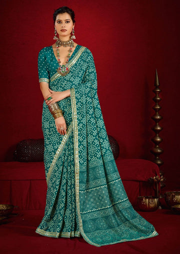 Amazing Teal Color Tussar Fabric Casual Saree