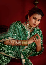Amazing Green Color Tussar Fabric Casual Saree