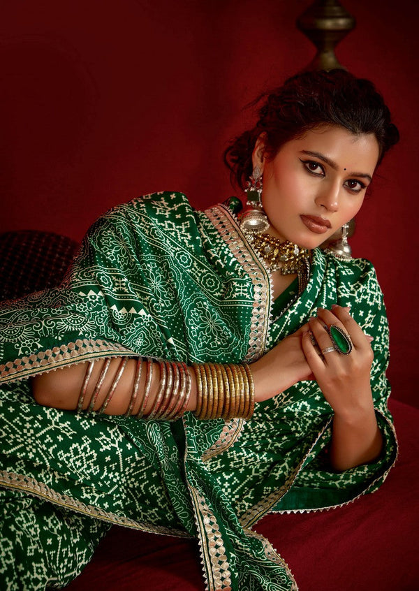 Amazing Green Color Tussar Fabric Casual Saree