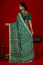 Amazing Green Color Tussar Fabric Casual Saree