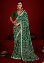 Amazing Green Color Tussar Fabric Casual Saree