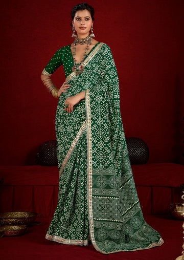 Amazing Green Color Tussar Fabric Casual Saree