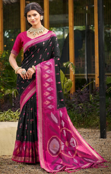 Tasteful Black Color Silk Fabric Casual Saree