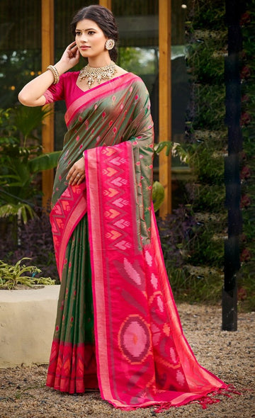 Tasteful Green Color Silk Fabric Casual Saree
