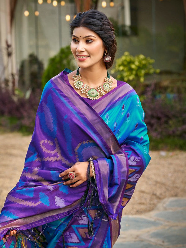 Tasteful Blue Color Silk Fabric Casual Saree