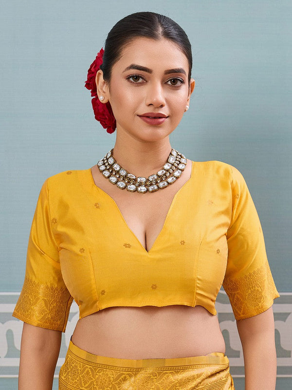 Impressive Yellow Color Silk Fabric Partywear Saree