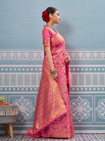Impressive Pink Color Silk Fabric Partywear Saree