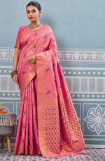 Impressive Pink Color Silk Fabric Partywear Saree