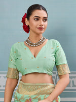 Impressive Green Color Silk Fabric Partywear Saree