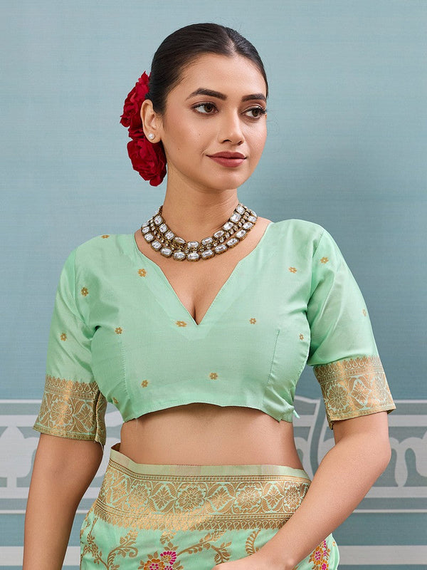 Impressive Green Color Silk Fabric Partywear Saree