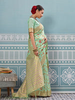 Impressive Green Color Silk Fabric Partywear Saree