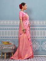 Impressive Pink Color Silk Fabric Partywear Saree