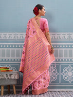 Impressive Pink Color Silk Fabric Partywear Saree