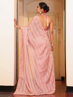 Lovely Pink Color Tissue Fabric Partywear Saree