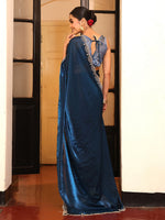 Lovely Teal Color Tissue Fabric Partywear Saree