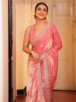 Lovely Pink Color Tissue Fabric Partywear Saree