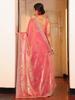 Lovely Pink Color Tissue Fabric Partywear Saree