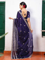 Lovely Blue Color Tissue Fabric Partywear Saree