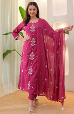Beautiful Pink Color Rayon Fabric Designer Suit