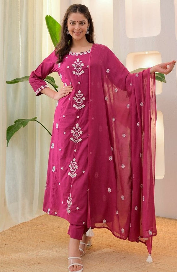 Beautiful Pink Color Rayon Fabric Designer Suit