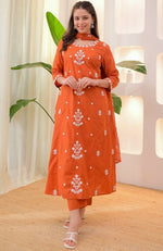 Beautiful Orange Color Rayon Fabric Designer Suit