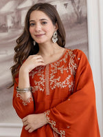 Beautiful Orange Color Vichitra Fabric Designer Suit